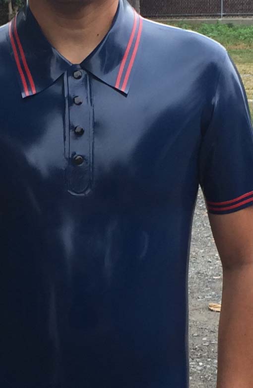 navy blue polo with black pants